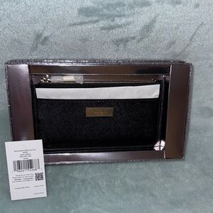 kate spade kenzie patent Saffiano slim card holder-black